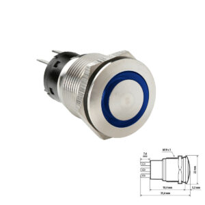Nupplüliti led, 12/24V, sinine, veekindel