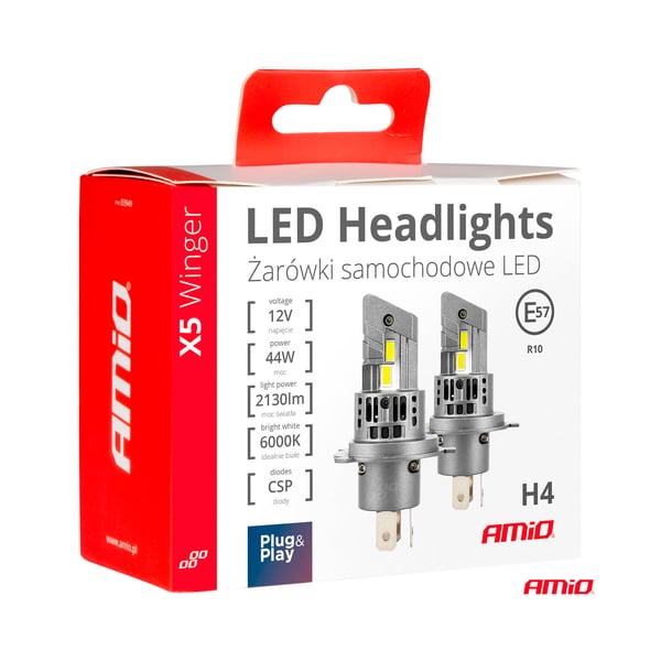 Led pirnid 2tk H4 LED esituled 6000K 44