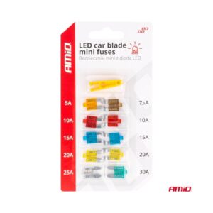 Mini kaitsmete komplekt, 10 osa, led märgutuli, näpitsad