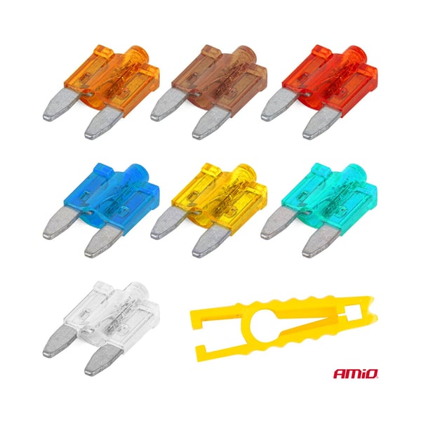 Mini kaitsmete komplekt, 10 osa, led märgutuli, näpitsad - Pilt 3