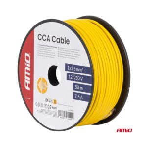 Kaabel 1x1.5mm2 50m 7.5A 12/230V kollane